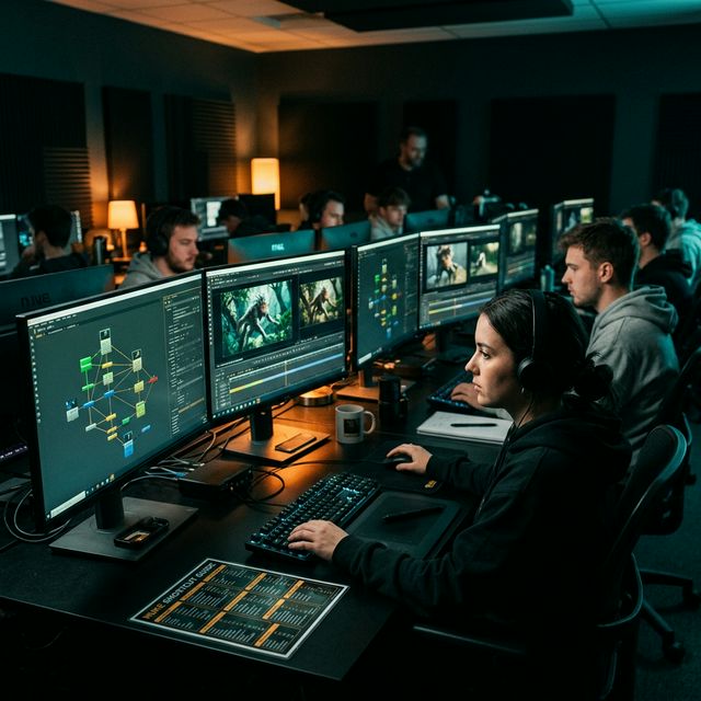 Students working on VFX